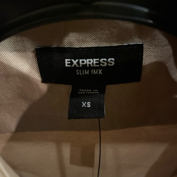 Express Men’s Tan Slim 1MX Button Down Dress Shirt NWT Size XS - Picture 5 of 5